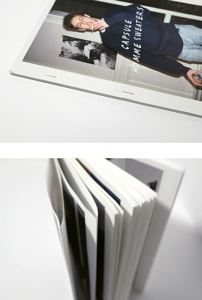Cristaseya, Homme Catalogue, cover and japanese binding detail.