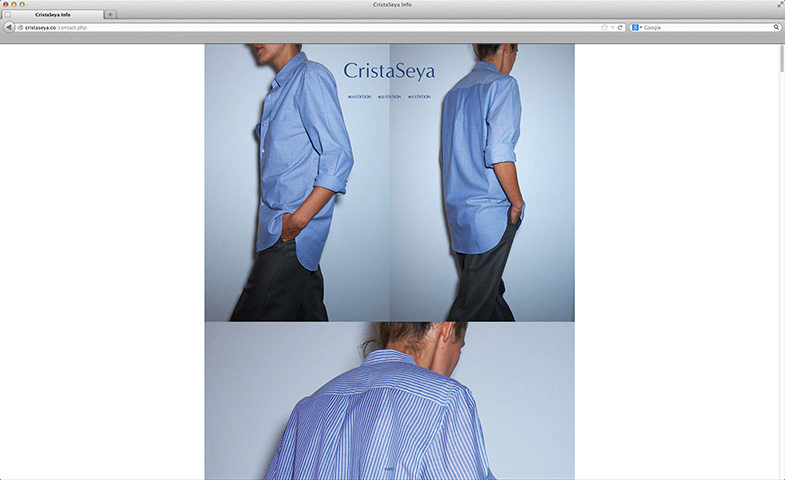 Cristaseya, webdesign, screen with details of a model wearing a blue skirt