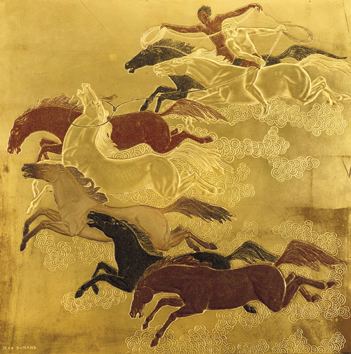 Jean Dunand book, Éditions Norma, la conquête du cheval, bas-relief plate
