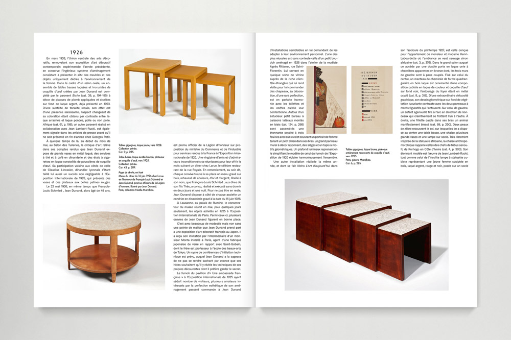 Jean Dunand book, Éditions Norma, 1926 nesting tables, double spread