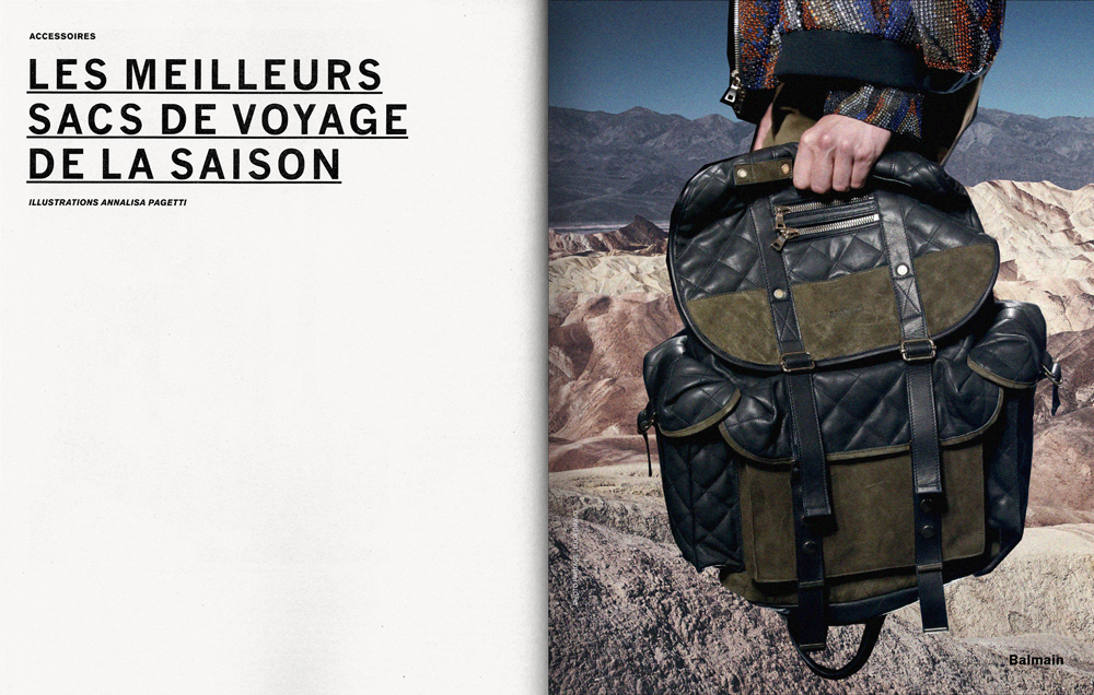 Annalisa Pagetti'collage for L’Officiel Voyage, Accessories, Les meilleurs sac de la saison, Balmain travel bag