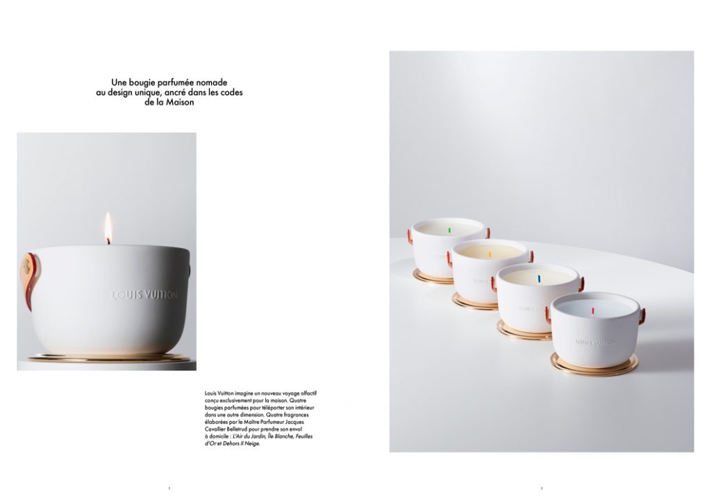 Louis Vutton press release, Les parfums pour la maison Louis Vuitton, press release, candles, double spread