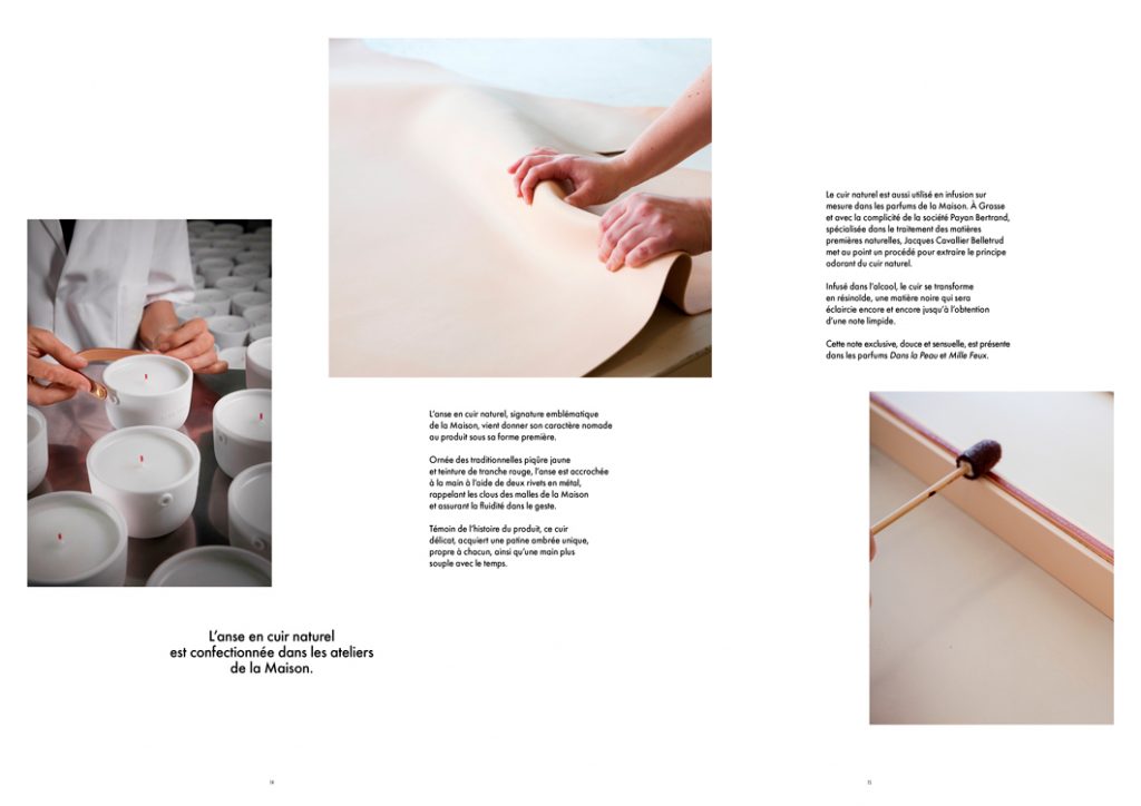 Louis Vutton press release, Les parfums pour la maison Louis Vuitton, press release, candles making of, double spread
