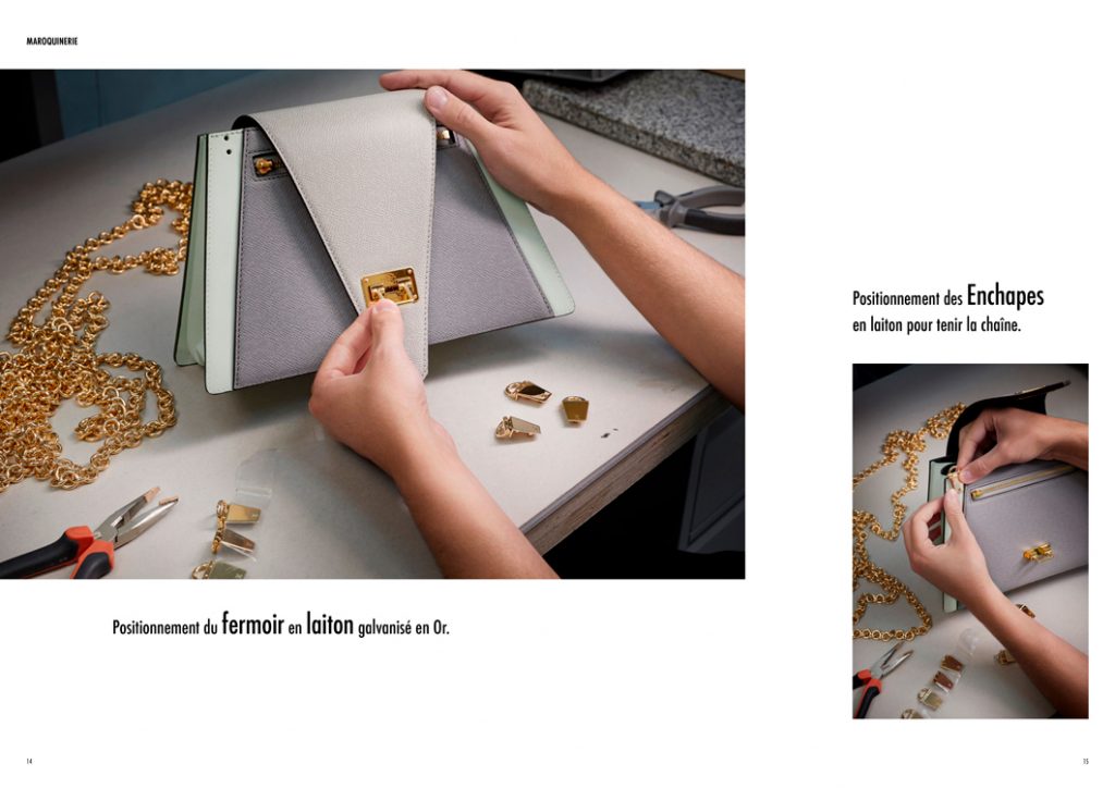 Louis Vutton press release, Savoir-faire Louis Vuitton PE19, handbag making of, double spread