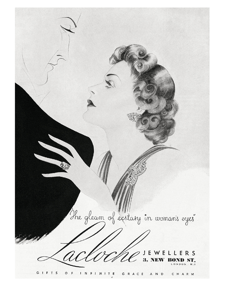 Lacloche Joailliers book, Éditions Norma, vintage advertising Lacloche Jewellers 3, New Bond St. "The glam of ecstasy in woman's eyes"